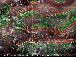 Météo tropicale : Carte des vents de cisaillement.