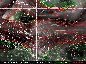 Météo tropicale : Carte des vents de cisaillement.