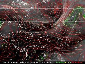 Météo tropicale : Carte des vents de cisaillement.