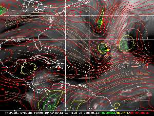 Météo tropicale : Carte des vents de cisaillement.