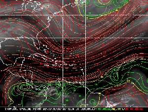 Météo tropicale : Carte des vents de cisaillement.