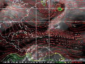 Météo tropicale : Carte des vents de cisaillement.
