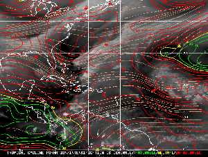 Météo tropicale : Carte des vents de cisaillement.