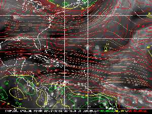 Météo tropicale : Carte des vents de cisaillement.