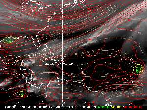 Météo tropicale : Carte des vents de cisaillement.