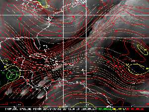 Météo tropicale : Carte des vents de cisaillement.