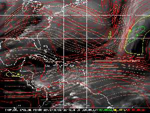 Météo tropicale : Carte des vents de cisaillement.