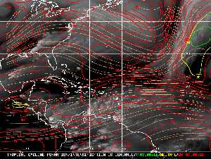 Météo tropicale : Carte des vents de cisaillement.