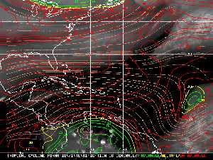 Météo tropicale : Carte des vents de cisaillement.