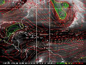 Météo tropicale : Carte des vents de cisaillement.