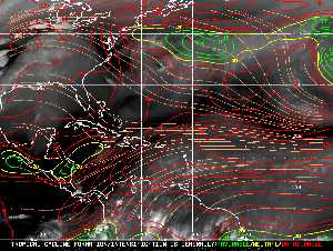 Météo tropicale : Carte des vents de cisaillement.