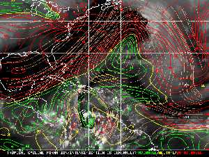 Météo tropicale : Carte des vents de cisaillement.