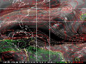 Météo tropicale : Carte des vents de cisaillement.