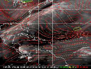 Météo tropicale : Carte des vents de cisaillement.