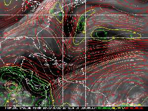 Météo tropicale : Carte des vents de cisaillement.