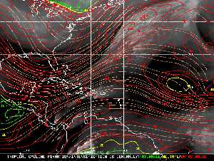 Météo tropicale : Carte des vents de cisaillement.