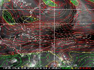 Météo tropicale : Carte des vents de cisaillement.