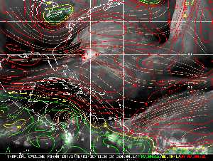 Météo tropicale : Carte des vents de cisaillement.