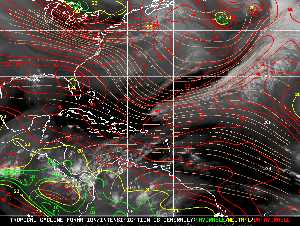 Météo tropicale : Carte des vents de cisaillement.