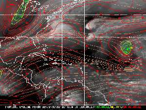 Météo tropicale : Carte des vents de cisaillement.