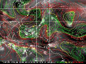 Météo tropicale : Carte des vents de cisaillement.