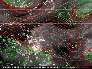 Météo tropicale : Carte des vents de cisaillement.