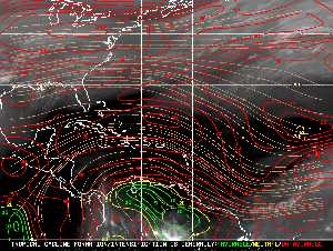 Météo tropicale : Carte des vents de cisaillement.