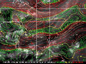 Météo tropicale : Carte des vents de cisaillement.