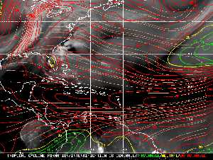 Météo tropicale : Carte des vents de cisaillement.