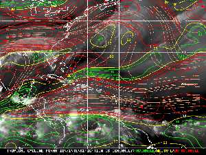 Météo tropicale : Carte des vents de cisaillement.
