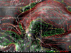 Météo tropicale : Carte des vents de cisaillement.