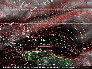 Météo tropicale : Carte des vents de cisaillement.