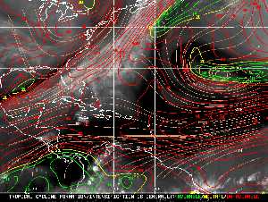 Météo tropicale : Carte des vents de cisaillement.