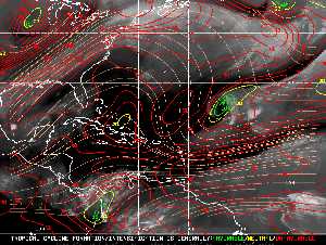Météo tropicale : Carte des vents de cisaillement.