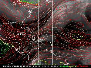 Météo tropicale : Carte des vents de cisaillement.