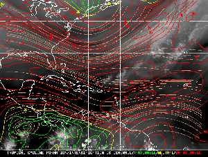Météo tropicale : Carte des vents de cisaillement.