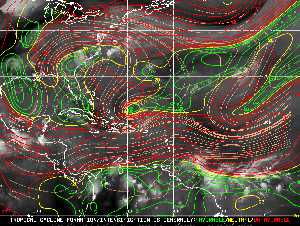 Météo tropicale : Carte des vents de cisaillement.