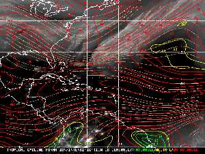 Météo tropicale : Carte des vents de cisaillement.
