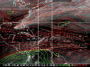 Météo tropicale : Carte des vents de cisaillement.