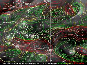 Météo tropicale : Carte des vents de cisaillement.