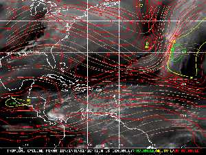 Météo tropicale : Carte des vents de cisaillement.