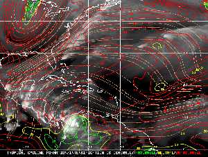 Météo tropicale : Carte des vents de cisaillement.