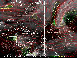 Météo tropicale : Carte des vents de cisaillement.