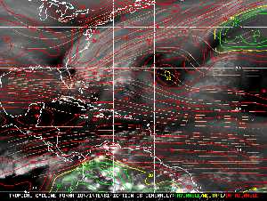 Météo tropicale : Carte des vents de cisaillement.