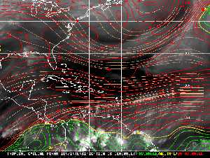 Météo tropicale : Carte des vents de cisaillement.