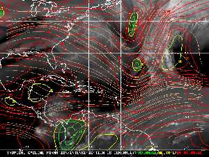 Météo tropicale : Carte des vents de cisaillement.