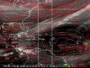 Météo tropicale : Carte des vents de cisaillement.