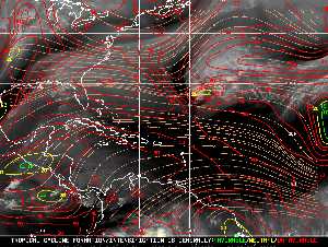 Météo tropicale : Carte des vents de cisaillement.