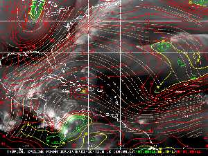 Météo tropicale : Carte des vents de cisaillement.