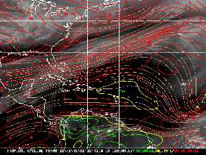 Météo tropicale : Carte des vents de cisaillement.